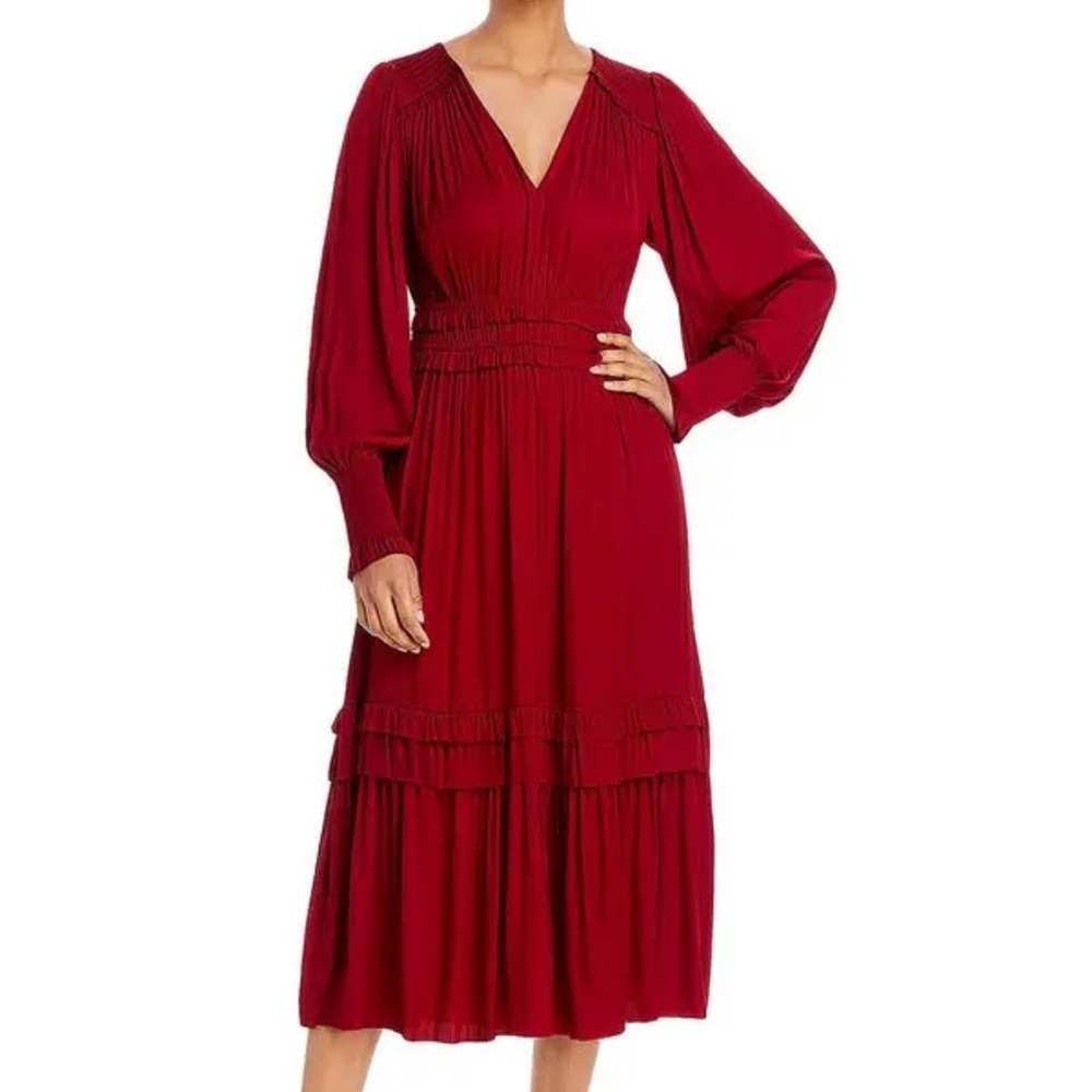 Tahari Deep Red Long Sleeve Dress sz M